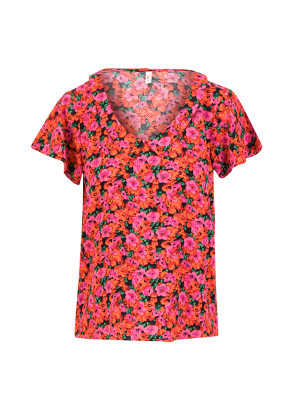 Summer blouse Feed the Birds bed of primroses