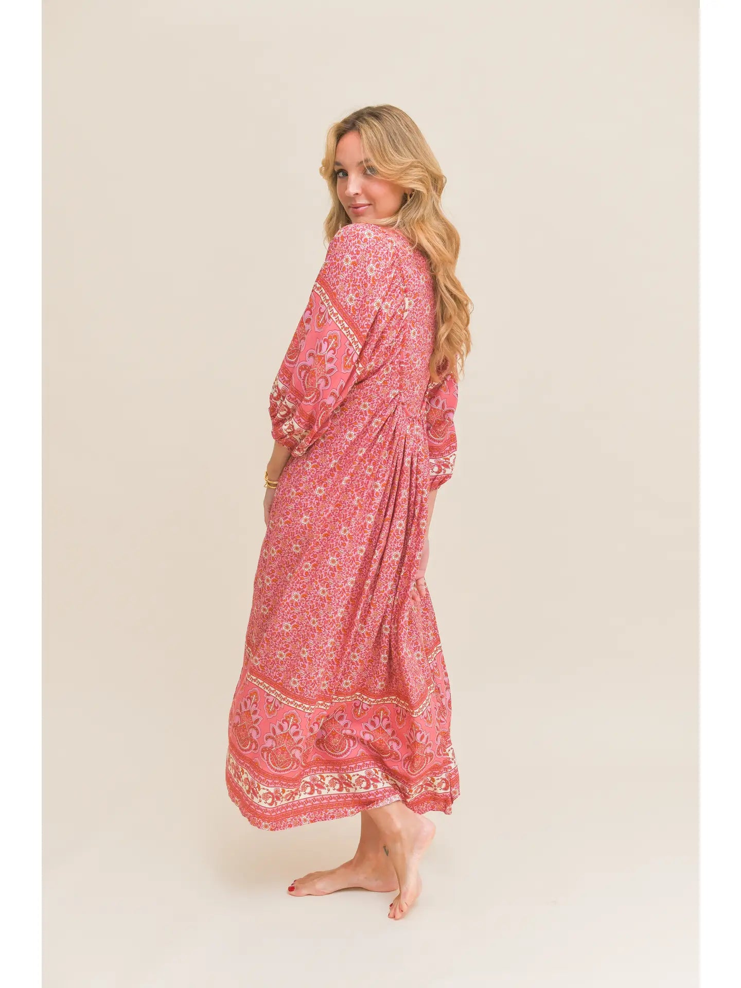 Strawberries and Cream Print Boheme Midi