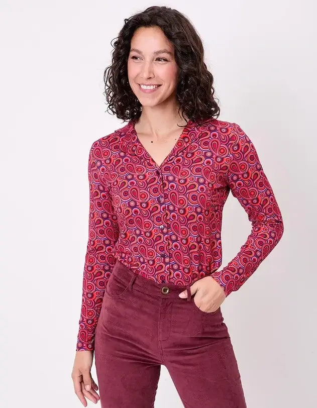 Celia Fluid knit blouse