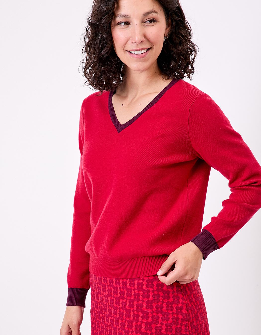 Chunky knit v-neck sweater