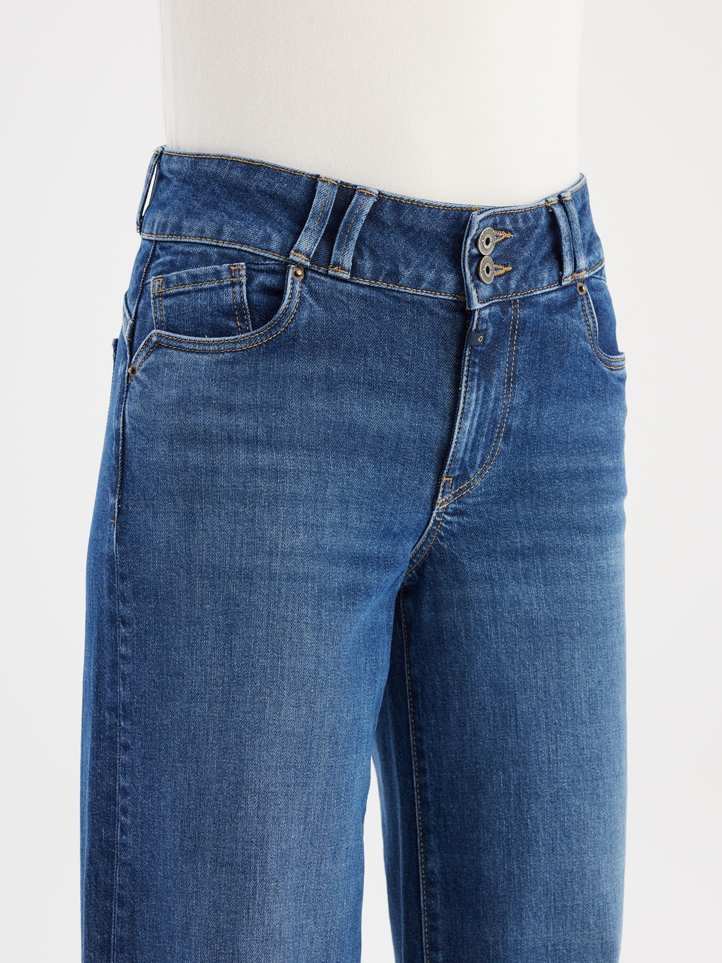Mid Waist Full Length 5 Pocket Jeans