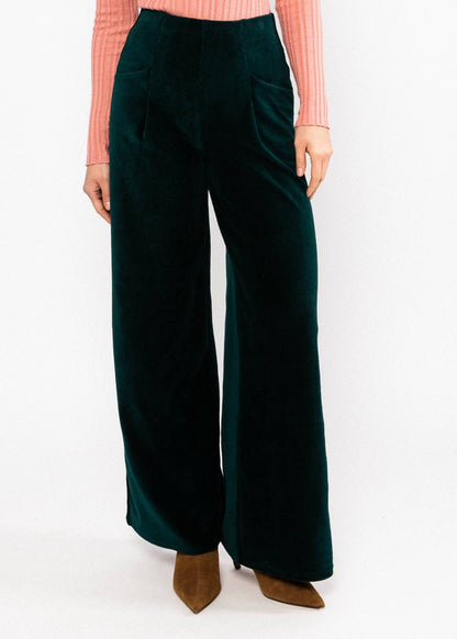 High Waist Trousers Soft and Fitted art nouveau green