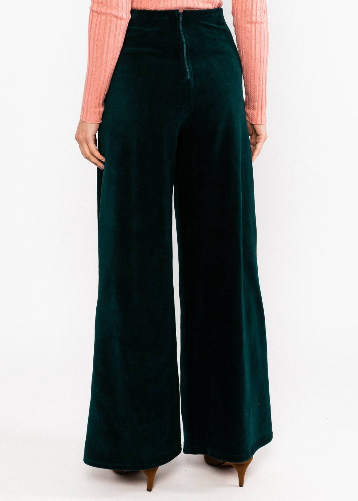 High Waist Trousers Soft and Fitted art nouveau green