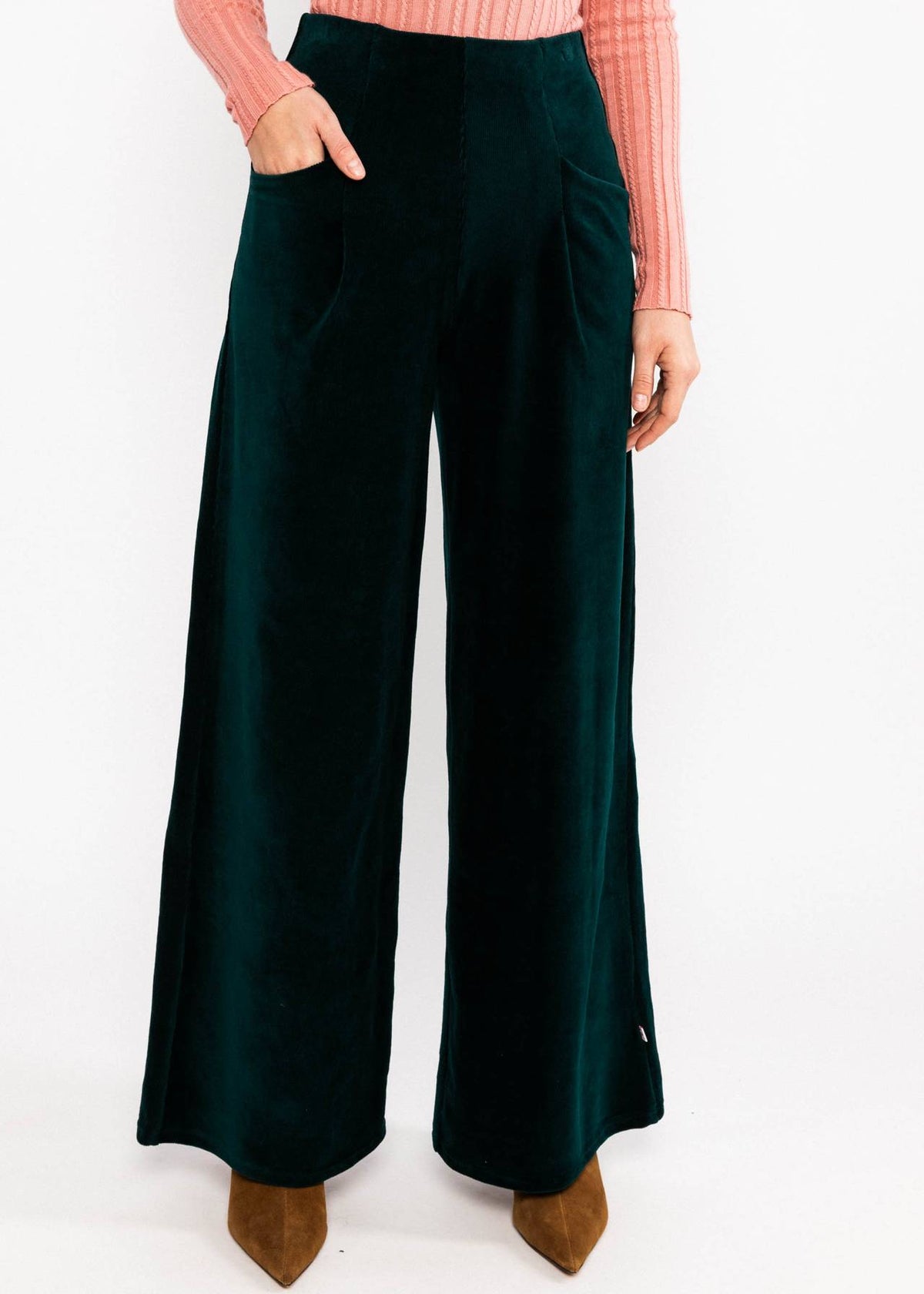 High Waist Trousers Soft and Fitted art nouveau green