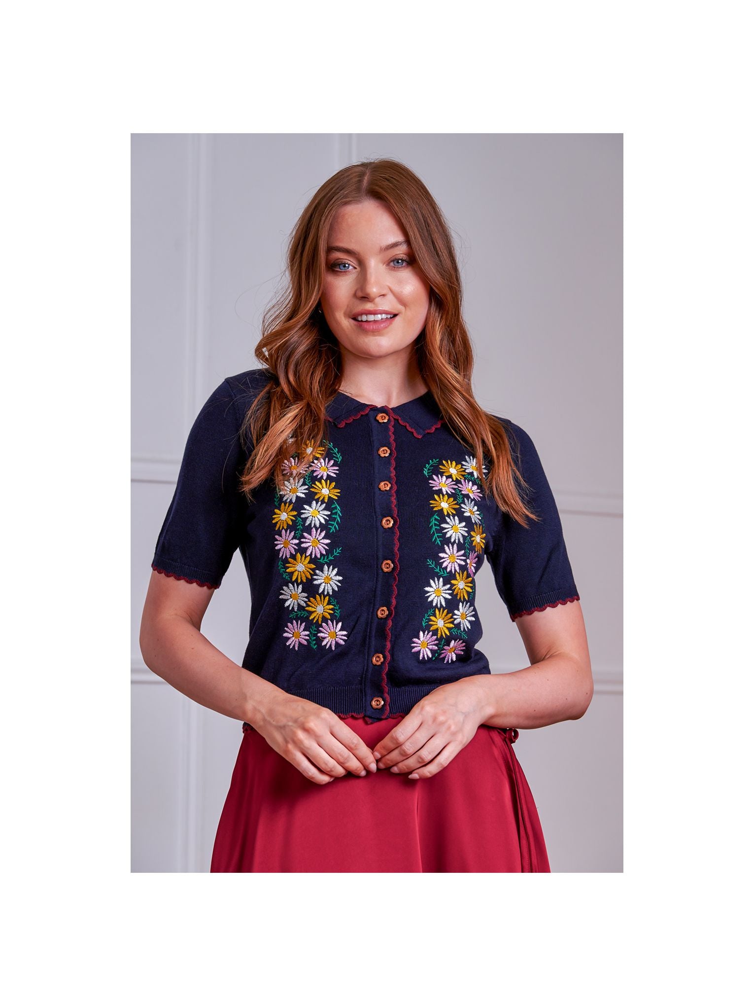 Penny Flower Cardigan Navy