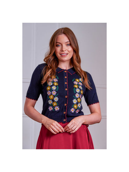 Penny Flower Cardigan Navy