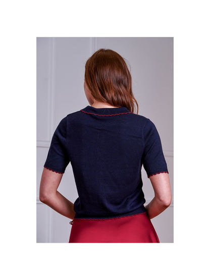 Penny Flower Cardigan Navy