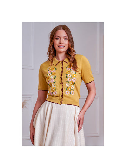 Penny Flower Cardigan-Yellow