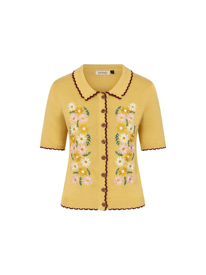 Penny Flower Cardigan-Yellow