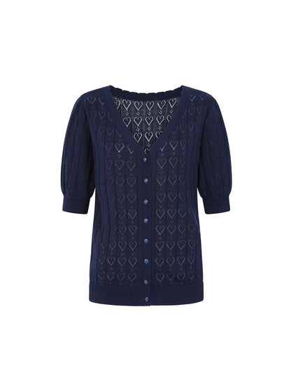 Sweet Heart Cardigan-Navy