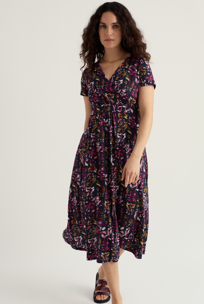 Chapelle Dress-Inky Botanical Maritime