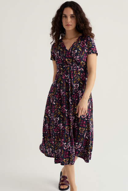 Chapelle Dress-Inky Botanical Maritime