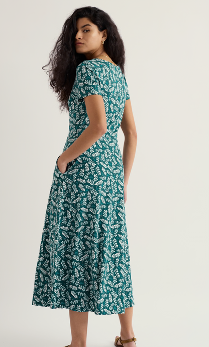Veronica Dress-Indigo Leaf Dark Wreckage