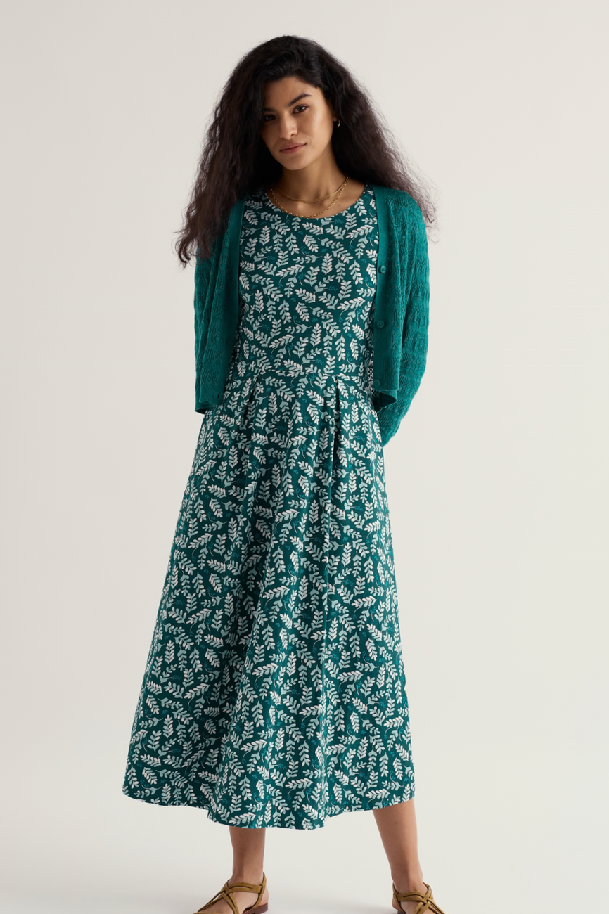 Veronica Dress-Indigo Leaf Dark Wreckage