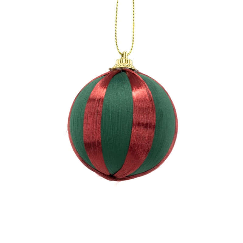 Kerstbal gestreept groen/rood 6 stuks