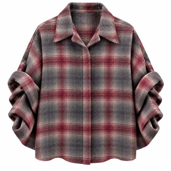 Ruit blouse met ballon mouwen