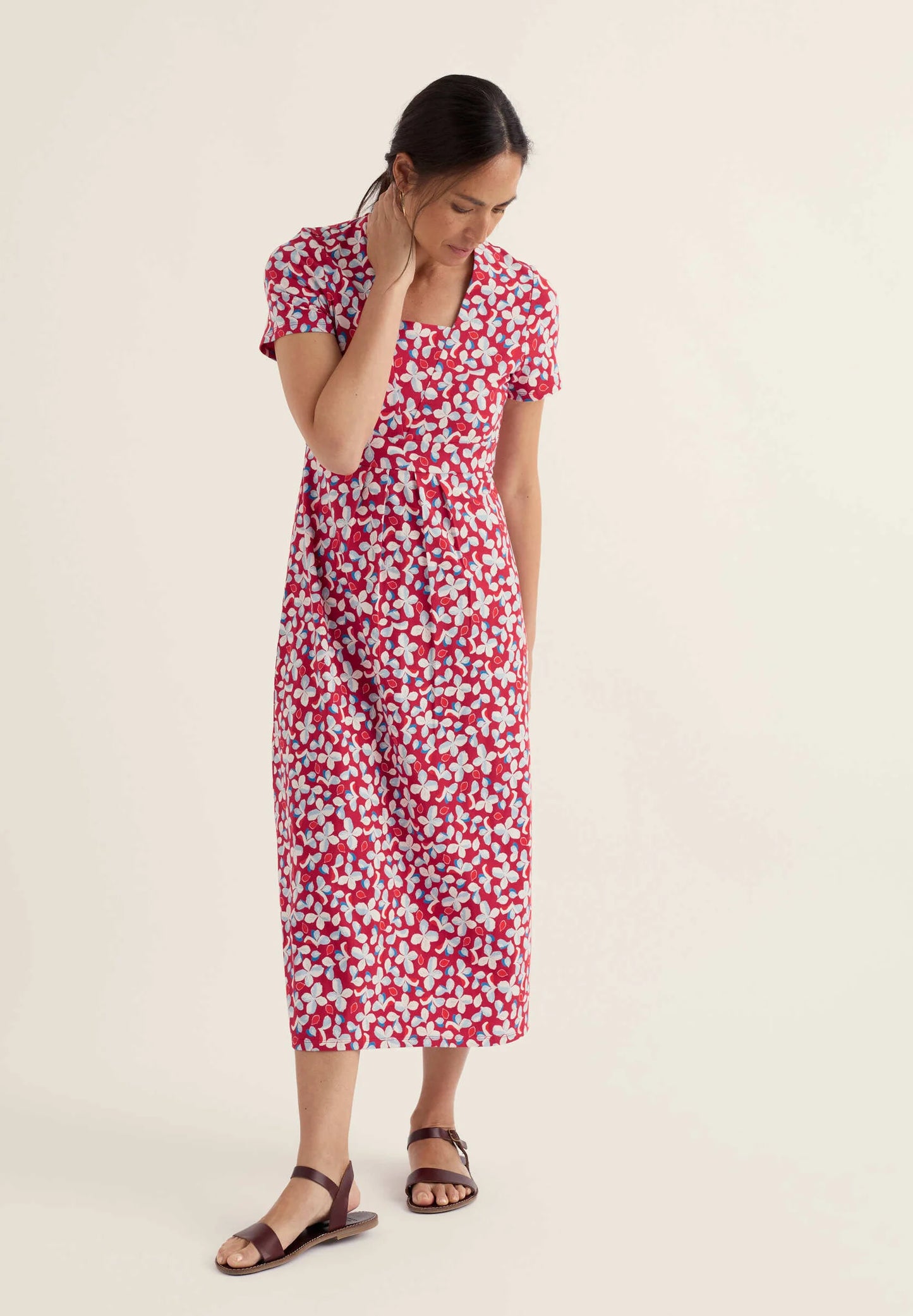 Veronica Dress-Posy Press Boat Red