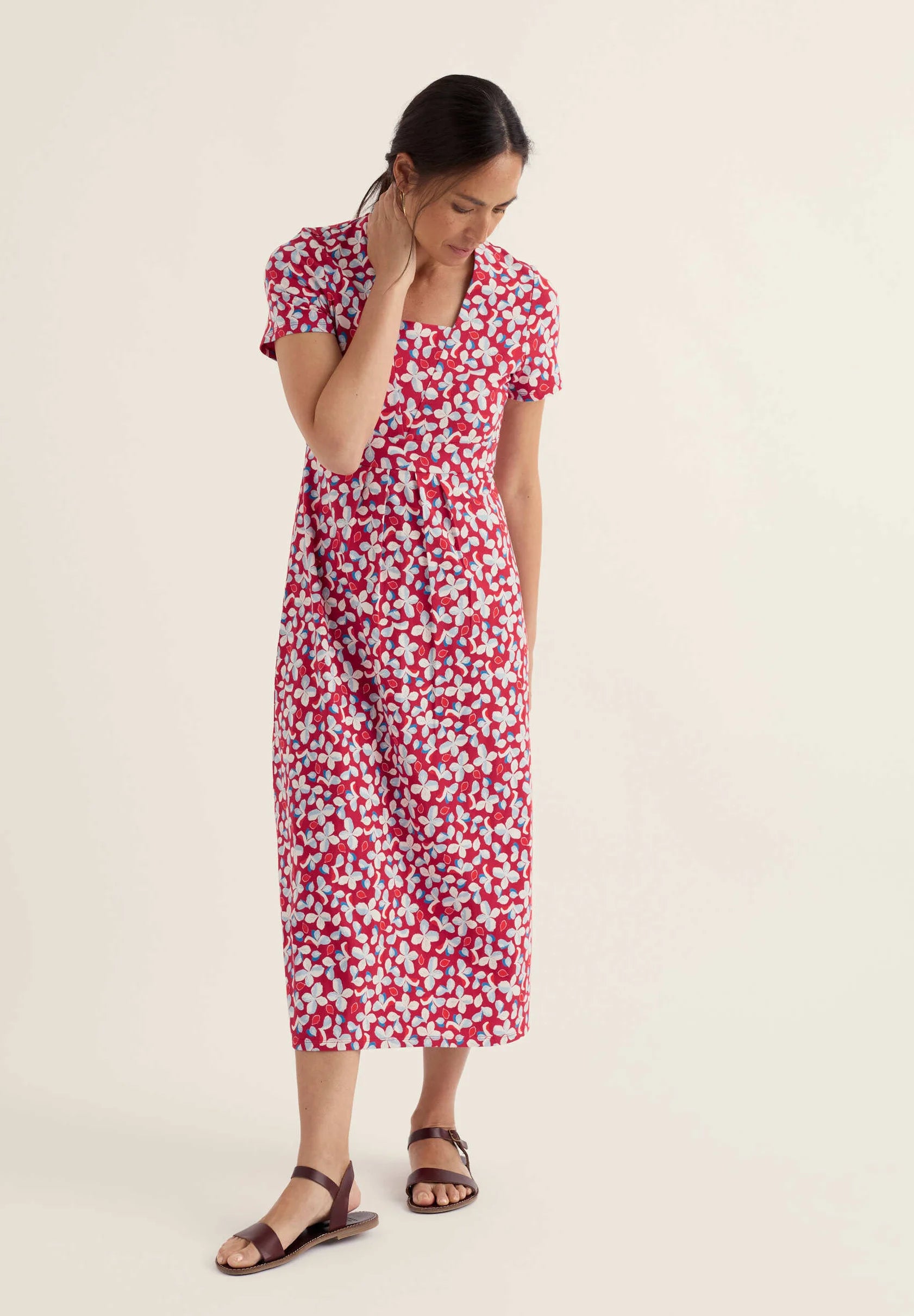 Veronica Dress-Posy Press Boat Red