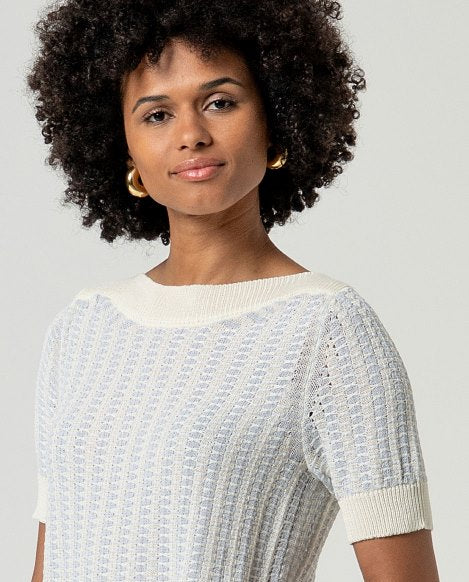 Boat Neck Short Sleeve Sweater