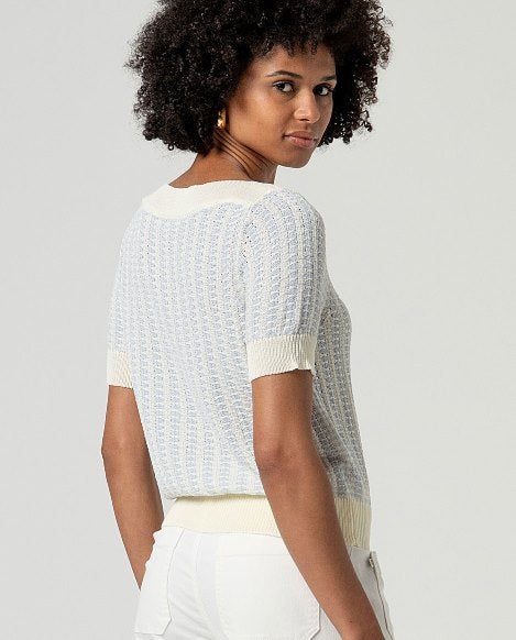 Boat Neck Short Sleeve Sweater