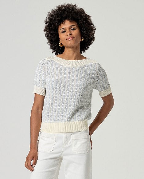 Boat Neck Short Sleeve Sweater