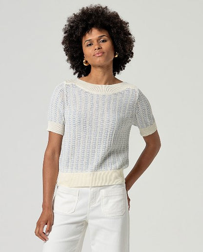 Boat Neck Short Sleeve Sweater