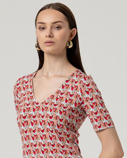 T-shirt met V-hals