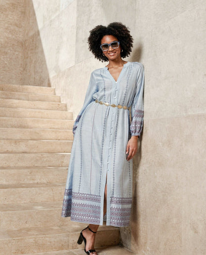 Long Shirt Dress Sky Blue