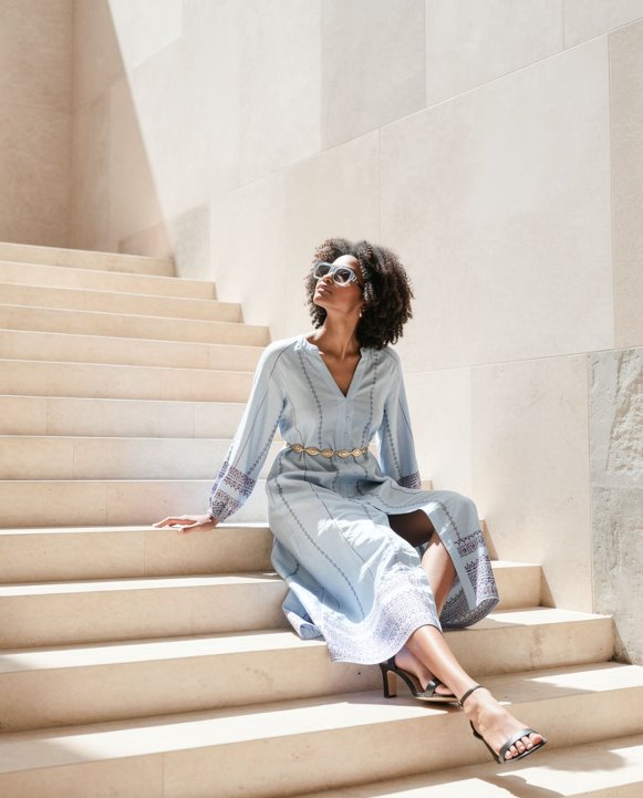 Long Shirt Dress Sky Blue