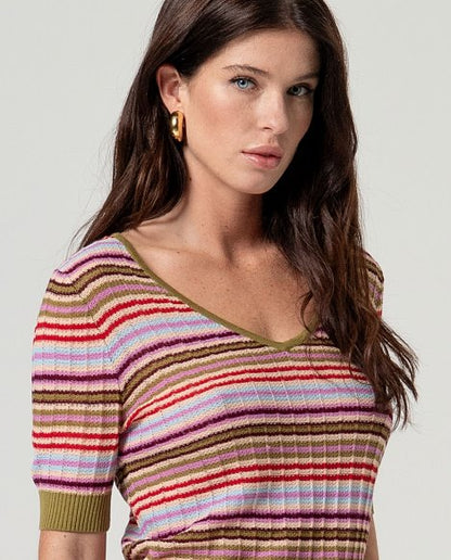 Striped V-Neck Sweater
