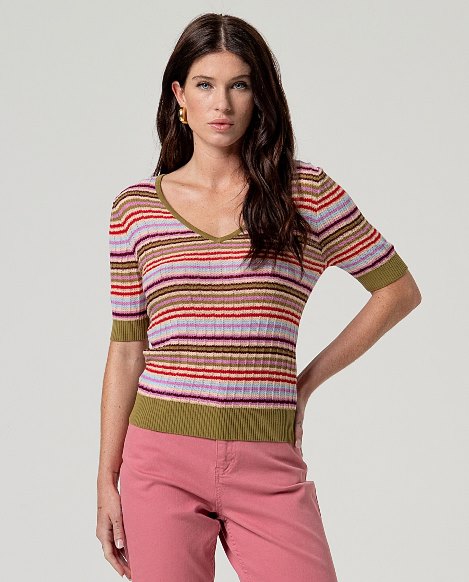 Striped V-Neck Sweater