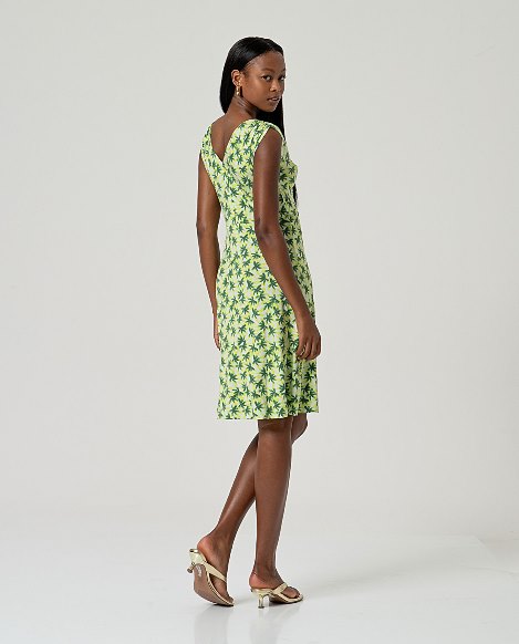 Sleeveless Dress with Ruched Shoulders