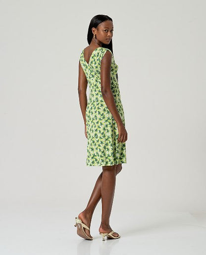Sleeveless Dress with Ruched Shoulders