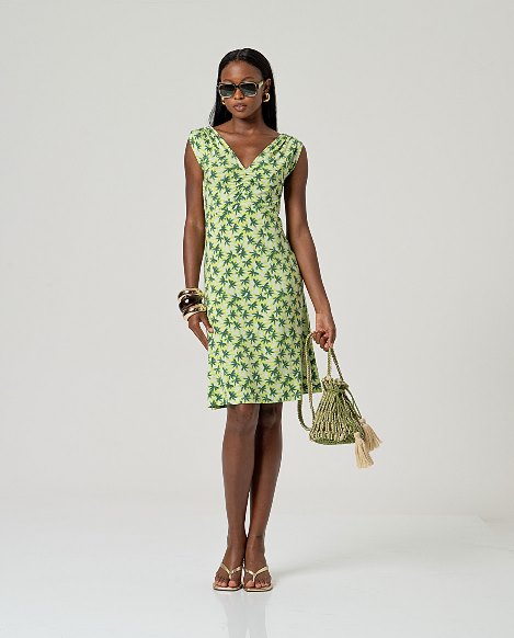 Sleeveless Dress with Ruched Shoulders