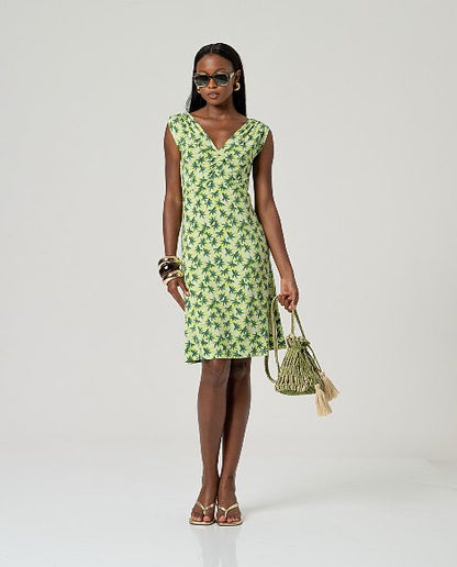 Sleeveless Dress with Ruched Shoulders