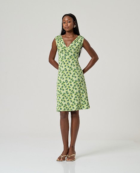 Sleeveless Dress with Ruched Shoulders