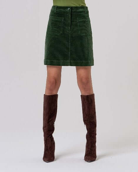 Short skirt with patch pockets - Khaki