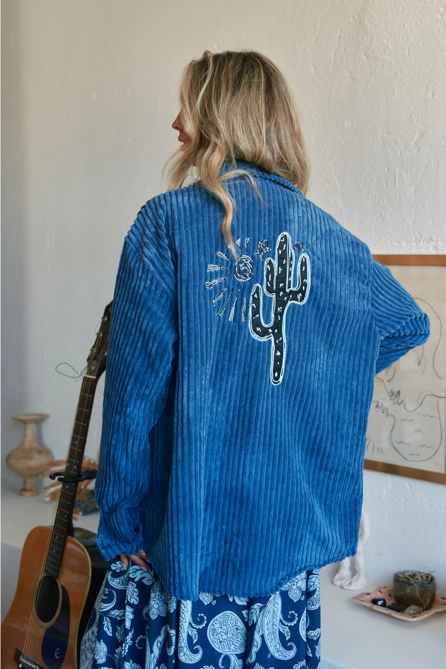 Blauw corduroy jasje 