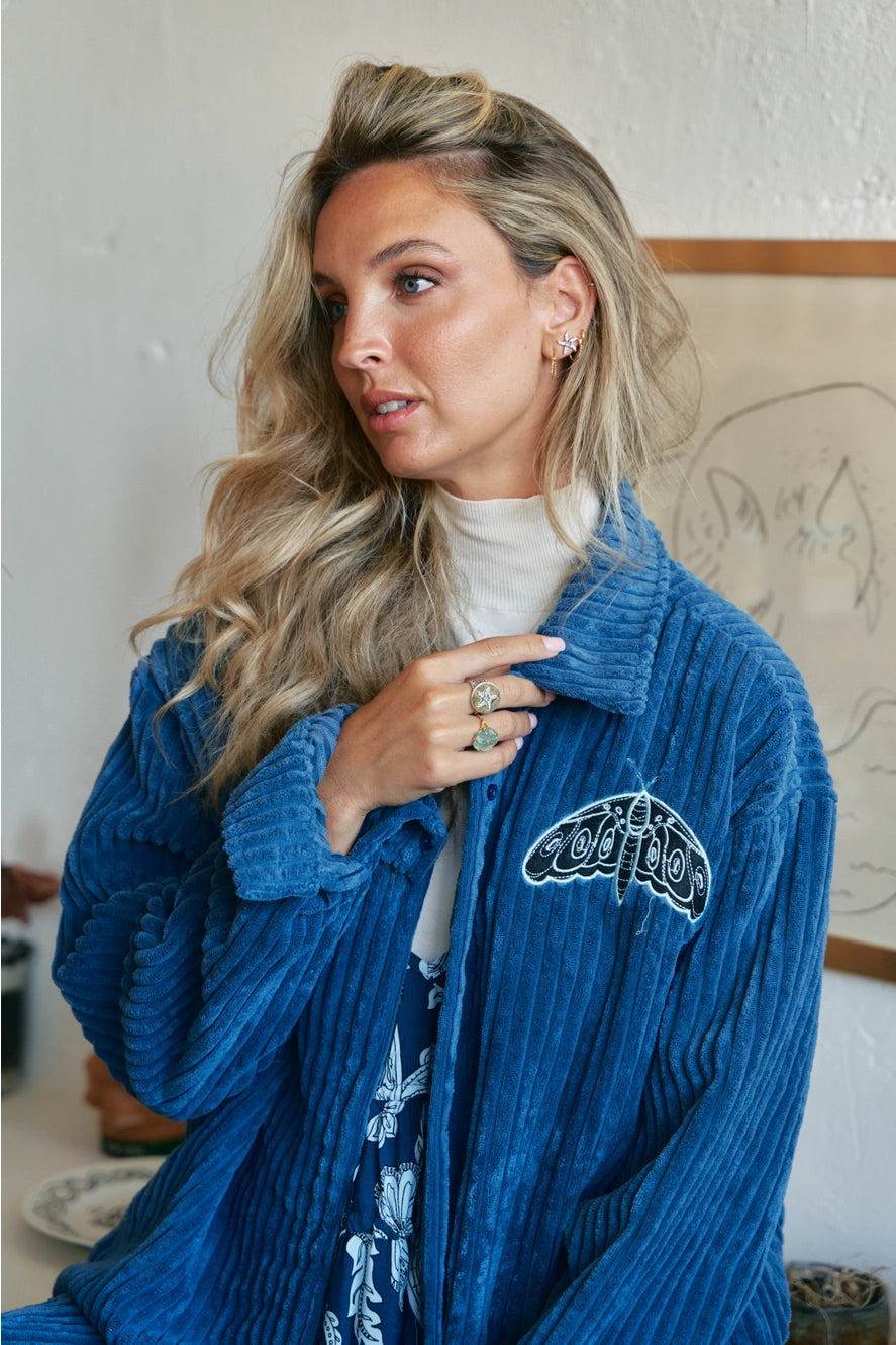 Blauw corduroy jasje 