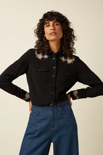 Western Blouse Rosetta Embroidery - SoMuch Fashion