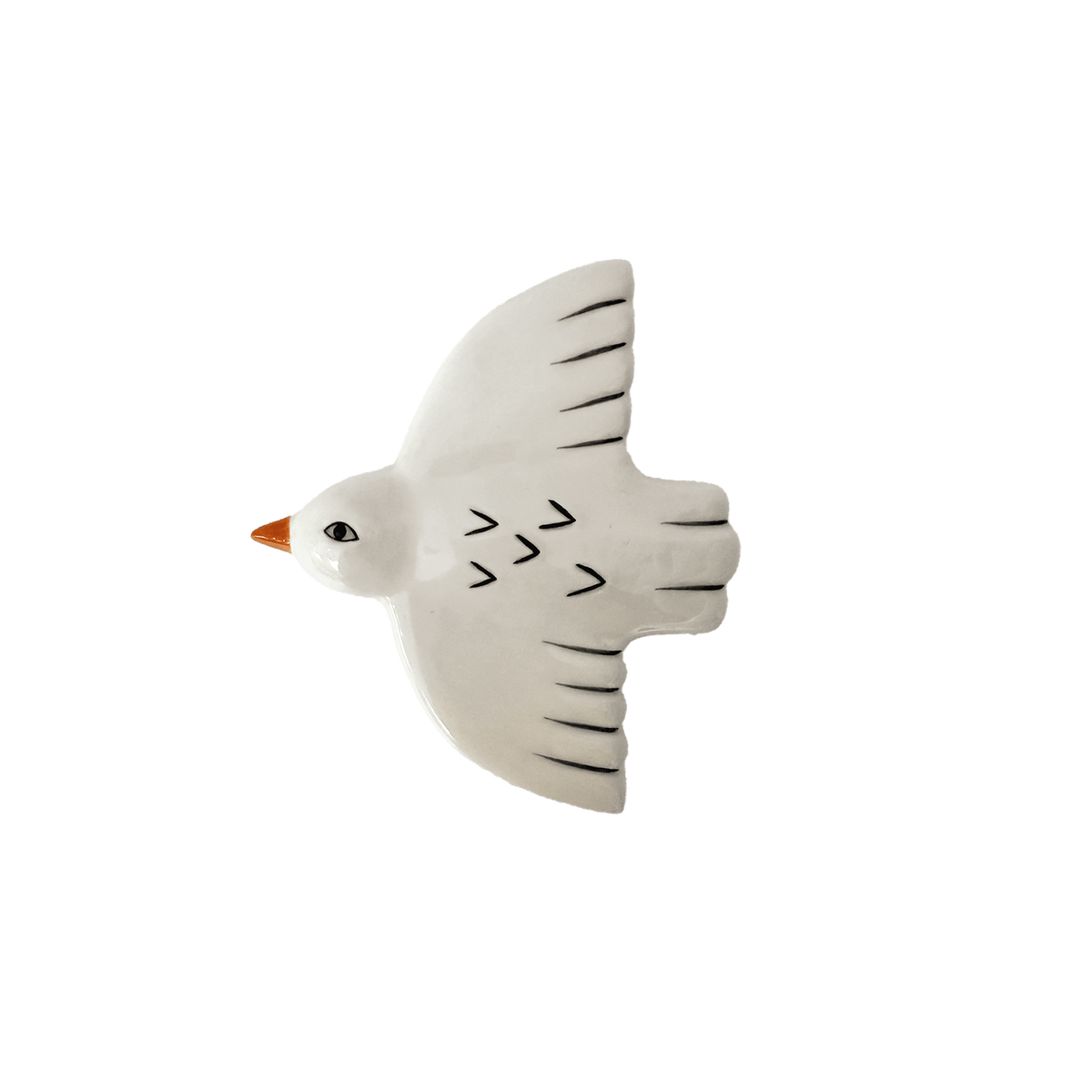 Klein wit keramieken vogel wanddecoratie