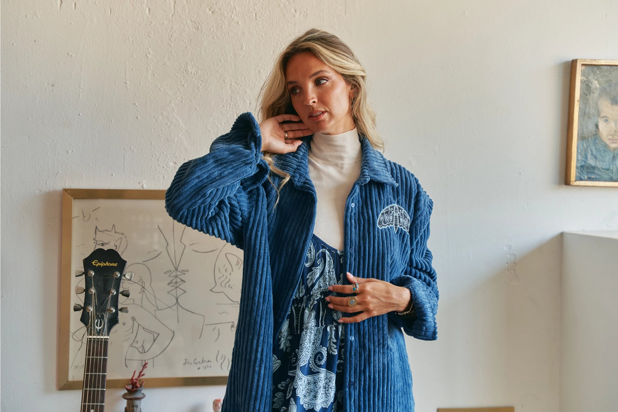 Blauw corduroy jasje 