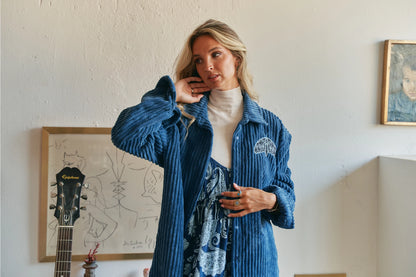 Blauw corduroy jasje 