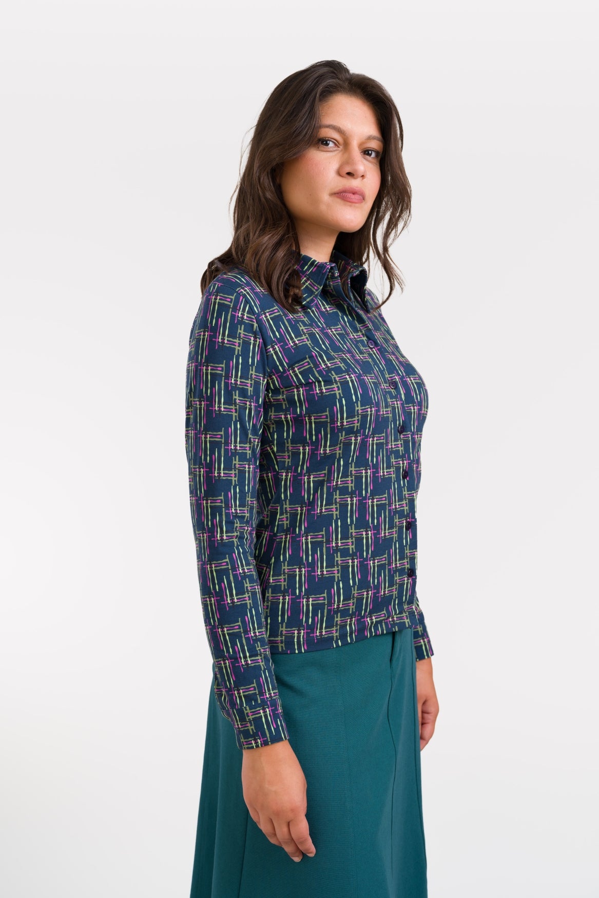 Sara Blouse LS Electric Weave