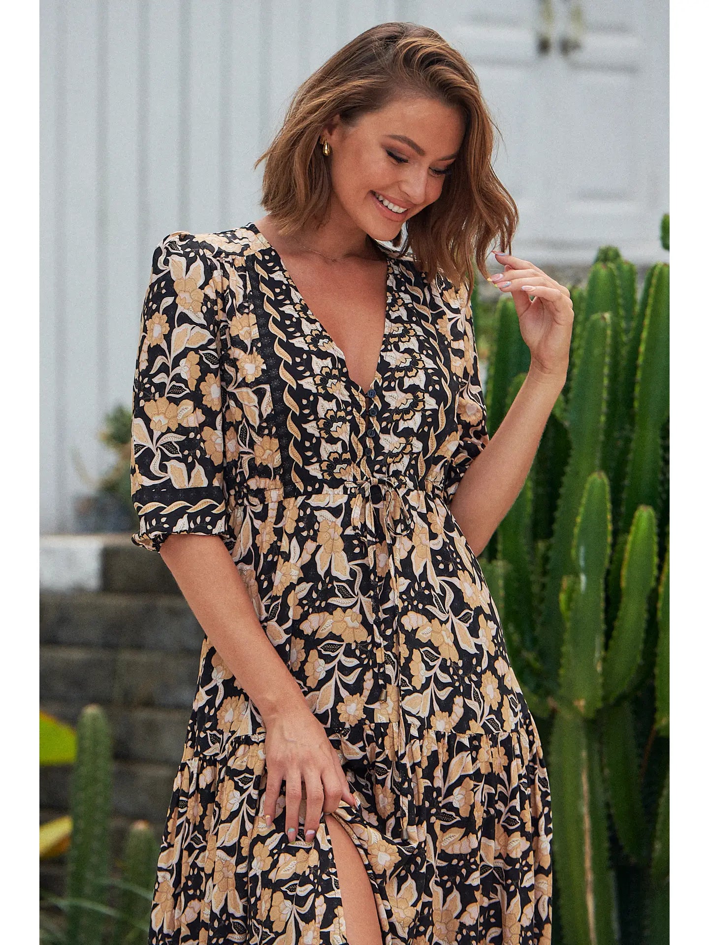 Boho jurk met 3/4 mouw 