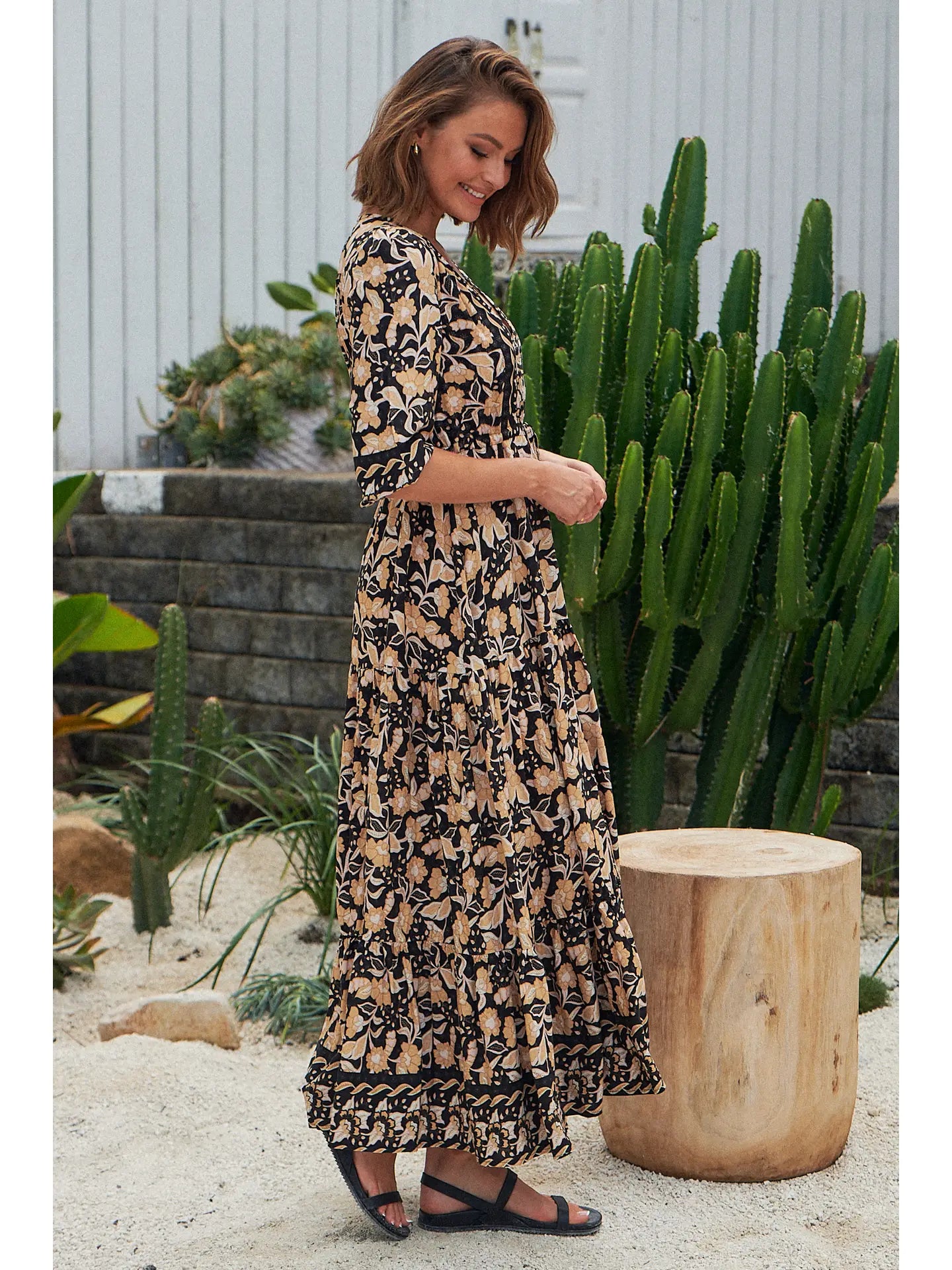 Boho jurk met 3/4 mouw 