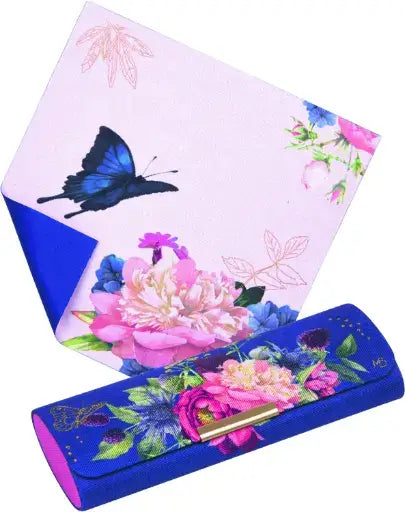 Brillen koker blauw met bloemen - SoMuch Fashion