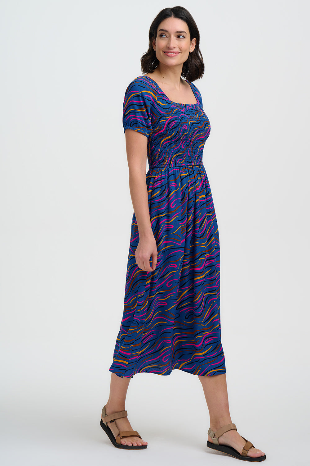 Jolene Shirred Midi Dress