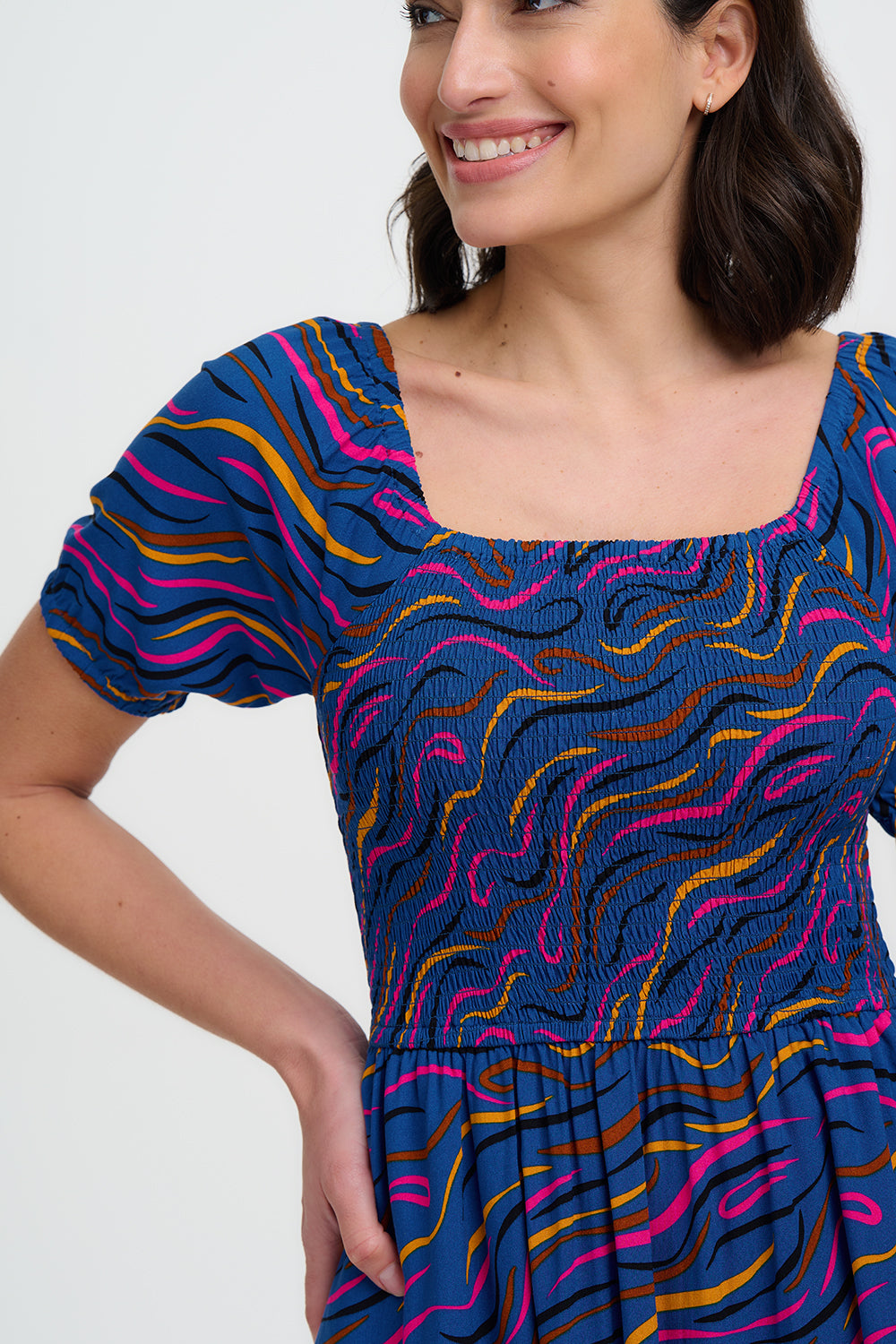 Jolene Shirred Midi Dress