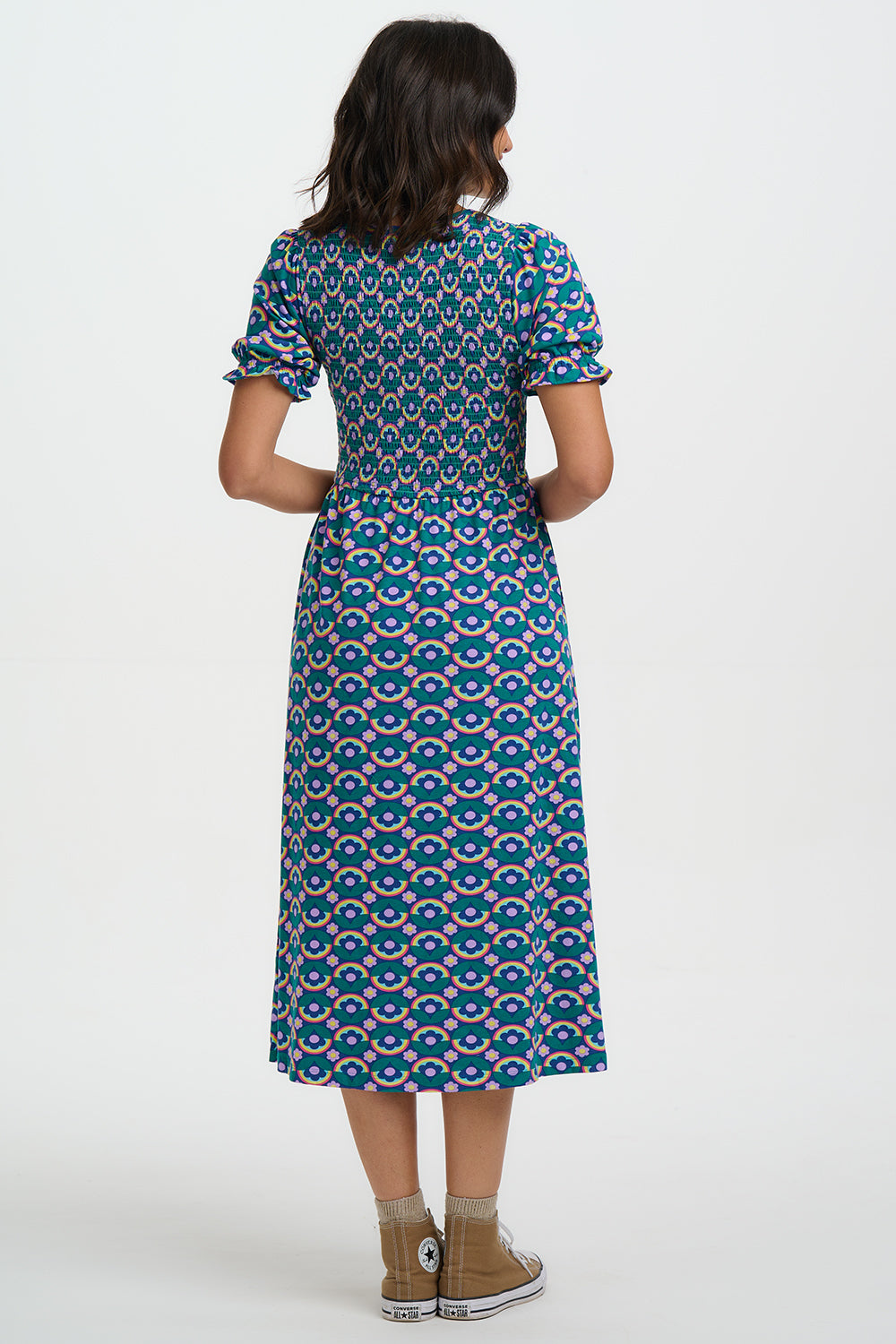 Daphne Shirred midi dress